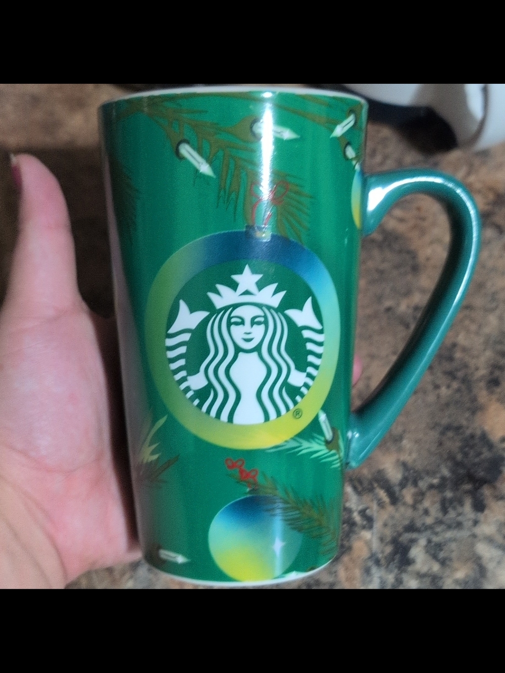Starbucks Green Holiday Logo Tall Ceramic Mug